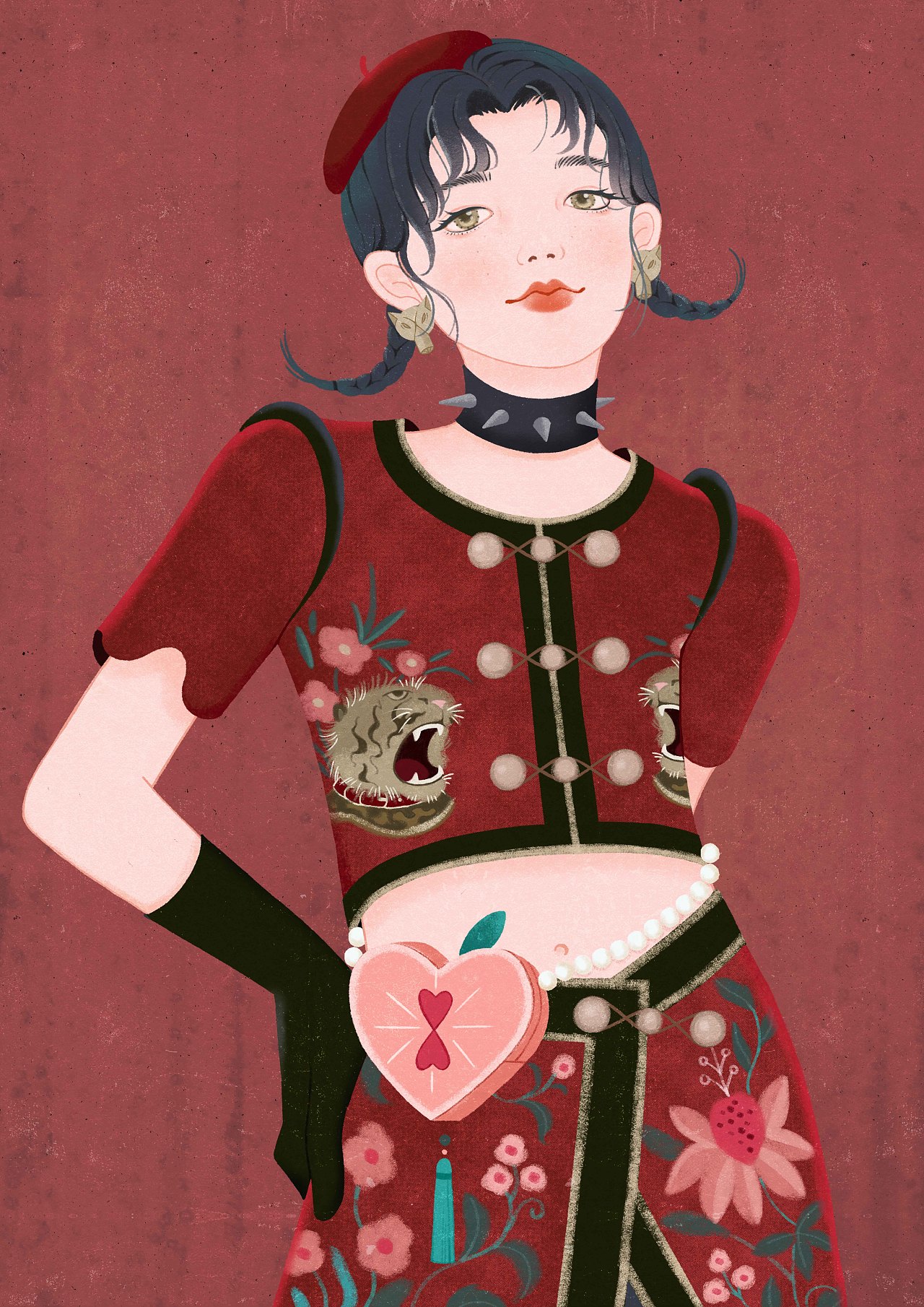 甜酷少女-红黑系列（图ZMzE1NDExMTE2） - 艺术插画 - 站酷设计师薇卷原创素材 - 站酷ZCOOL