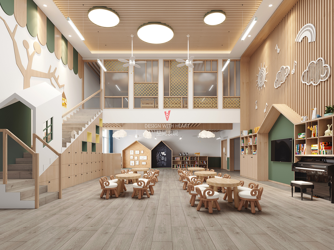 V8空间表现 | 工装幼儿园（图ZMzMwODY5MTgw） - 建筑设计 - 站酷设计师V8空间表现原创素材 - 站酷ZCOOL