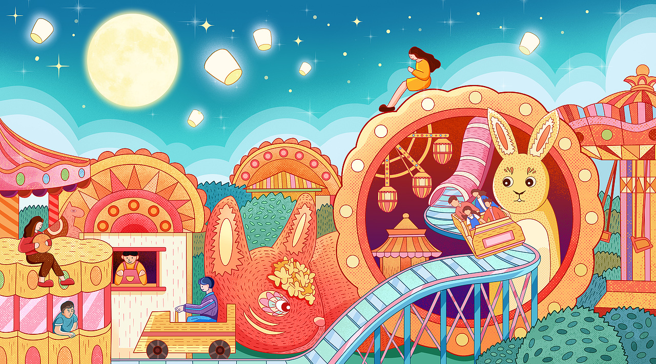 中秋节插画—月饼游乐园（图ZMzQzOTk1NDQw） - 商业插画 - 站酷设计师高桥靓仔407原创素材 - 站酷ZCOOL
