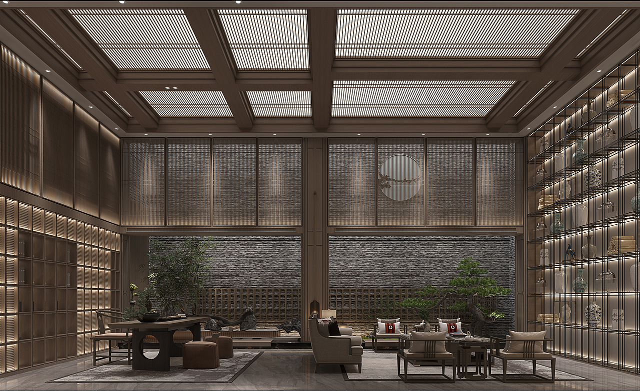 一套新中式夜景