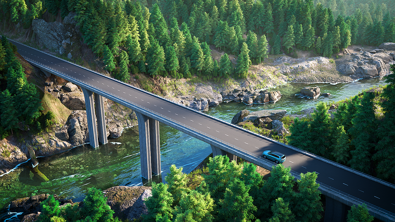 C4D汽车场景渲染