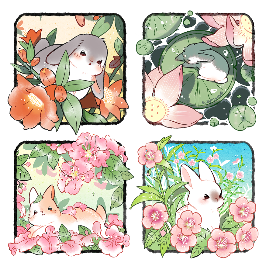 兔兔与十二花季（图ZMzMwMTE3NzU2） - 艺术插画 - 站酷设计师琉琉塔原创素材 - 站酷ZCOOL