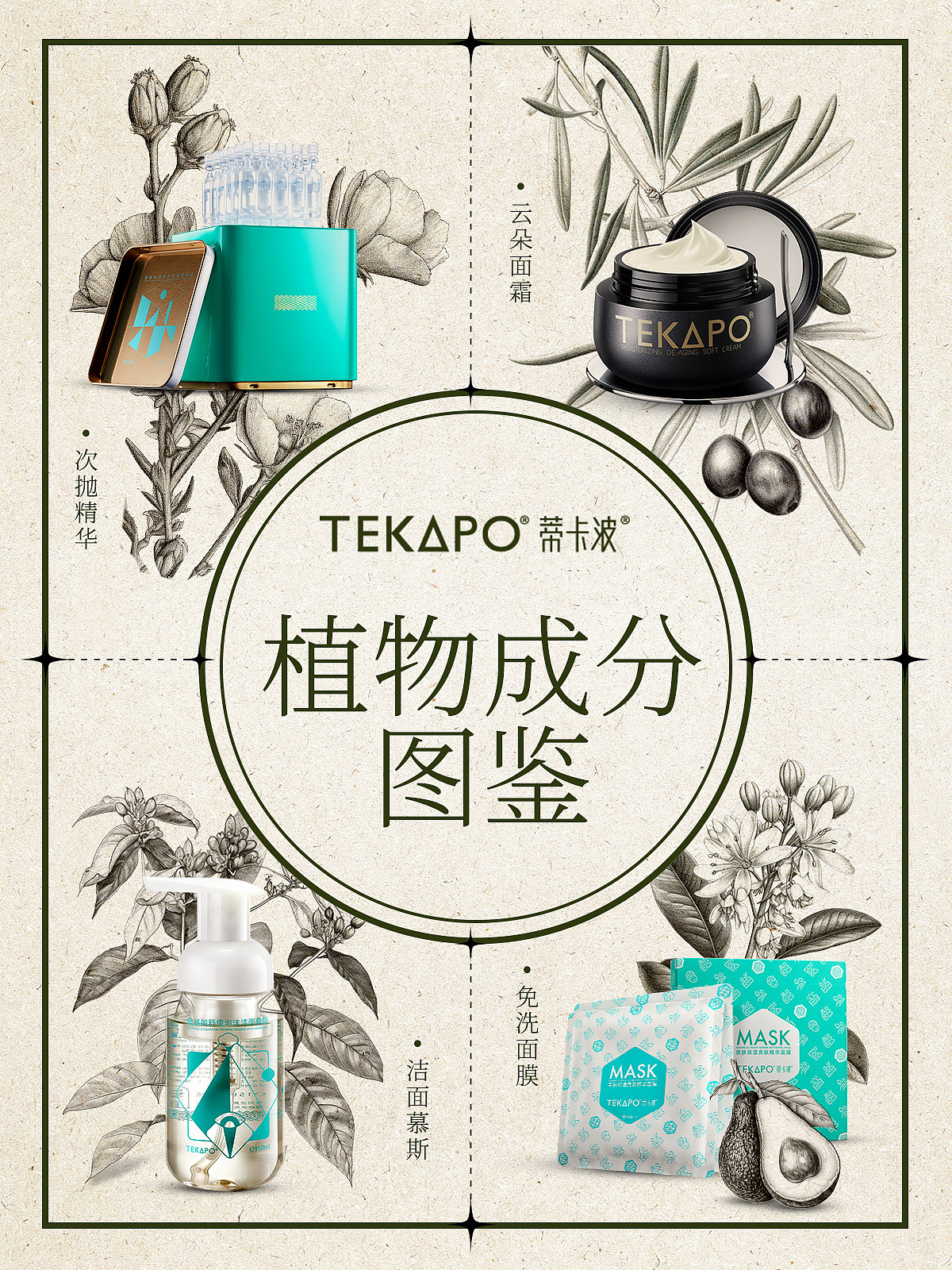 AIGC 美妆产品植物图鉴系列海报（图ZMzY4ODkwNTA4） - 海报 - 站酷设计师4维空间的瓶子原创素材 - 站酷ZCOOL