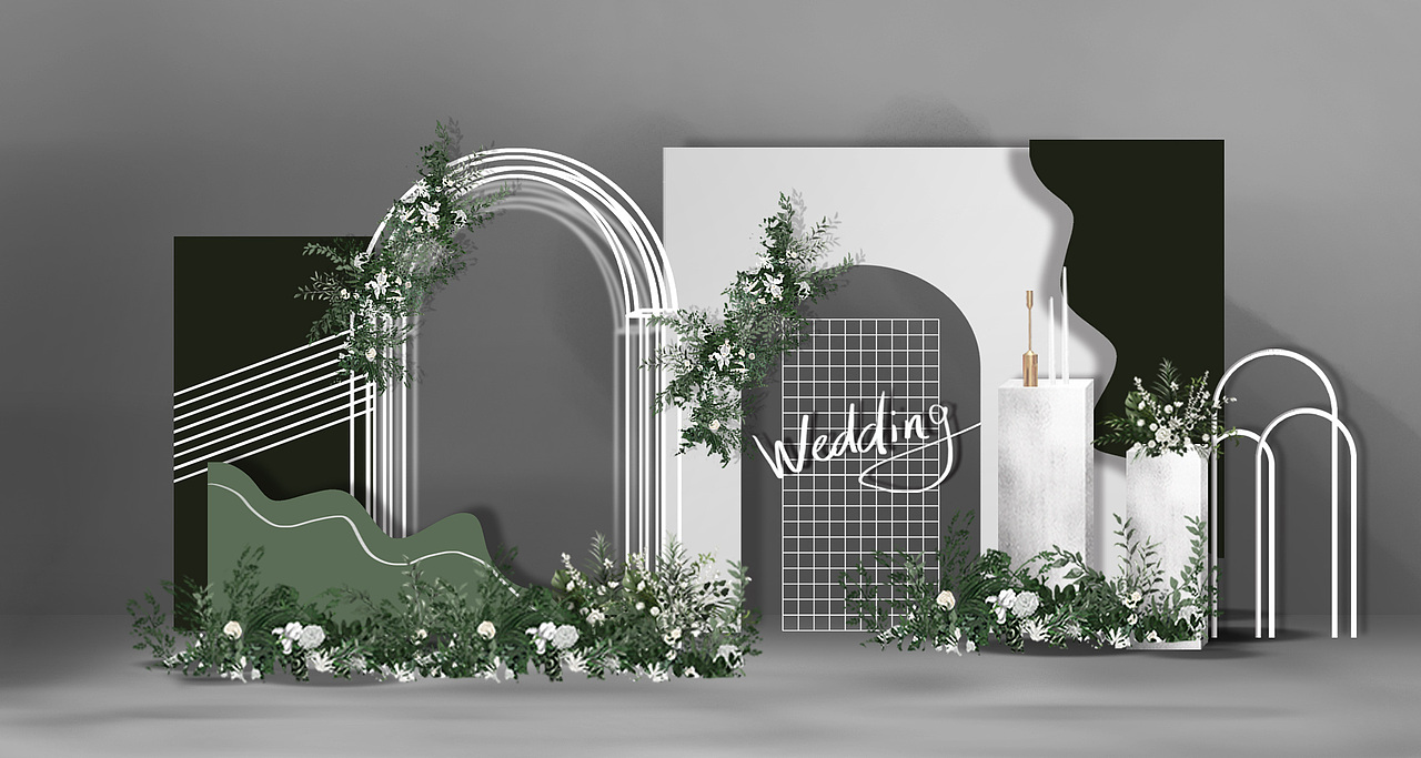 白绿婚礼场景设计