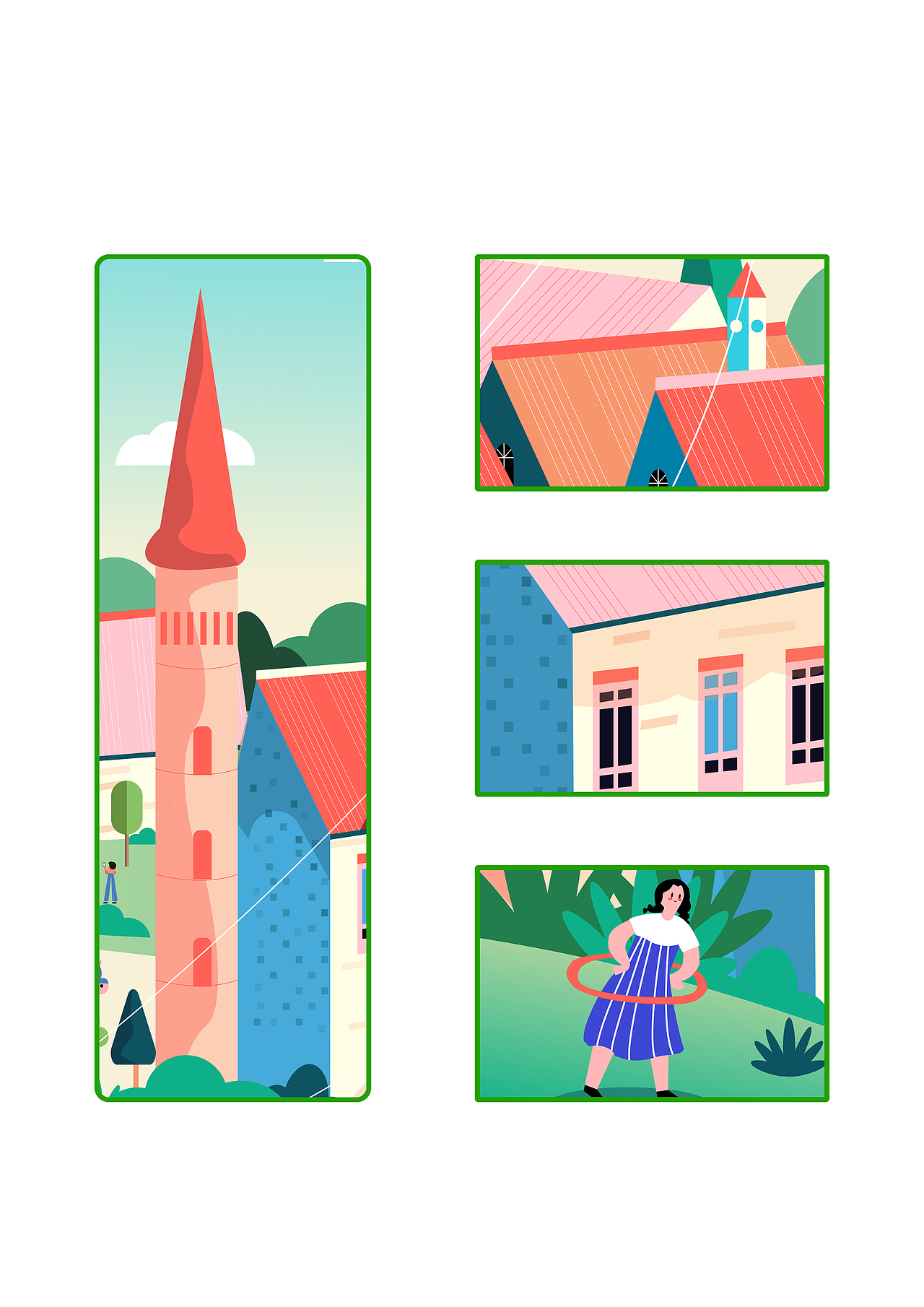 原创ai矢量插画美丽乡镇_洛初插画-站酷zcool