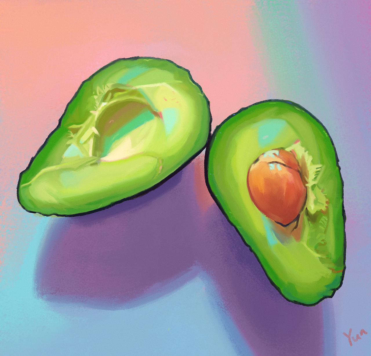 开了一个没有完全熟的牛油果（图ZMzM5NjY4OTAw） - 绘画 - 站酷设计师沄闲YUNXIAN277原创素材 - 站酷ZCOOL
