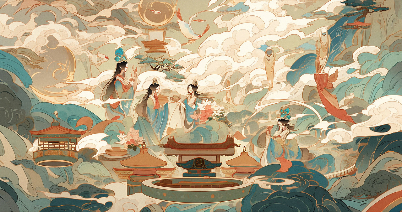 茶π的美好世界——《茶山水》（图ZMzQxNTgzMDUy） - 艺术插画 - 站酷设计师手持星光原创素材 - 站酷ZCOOL