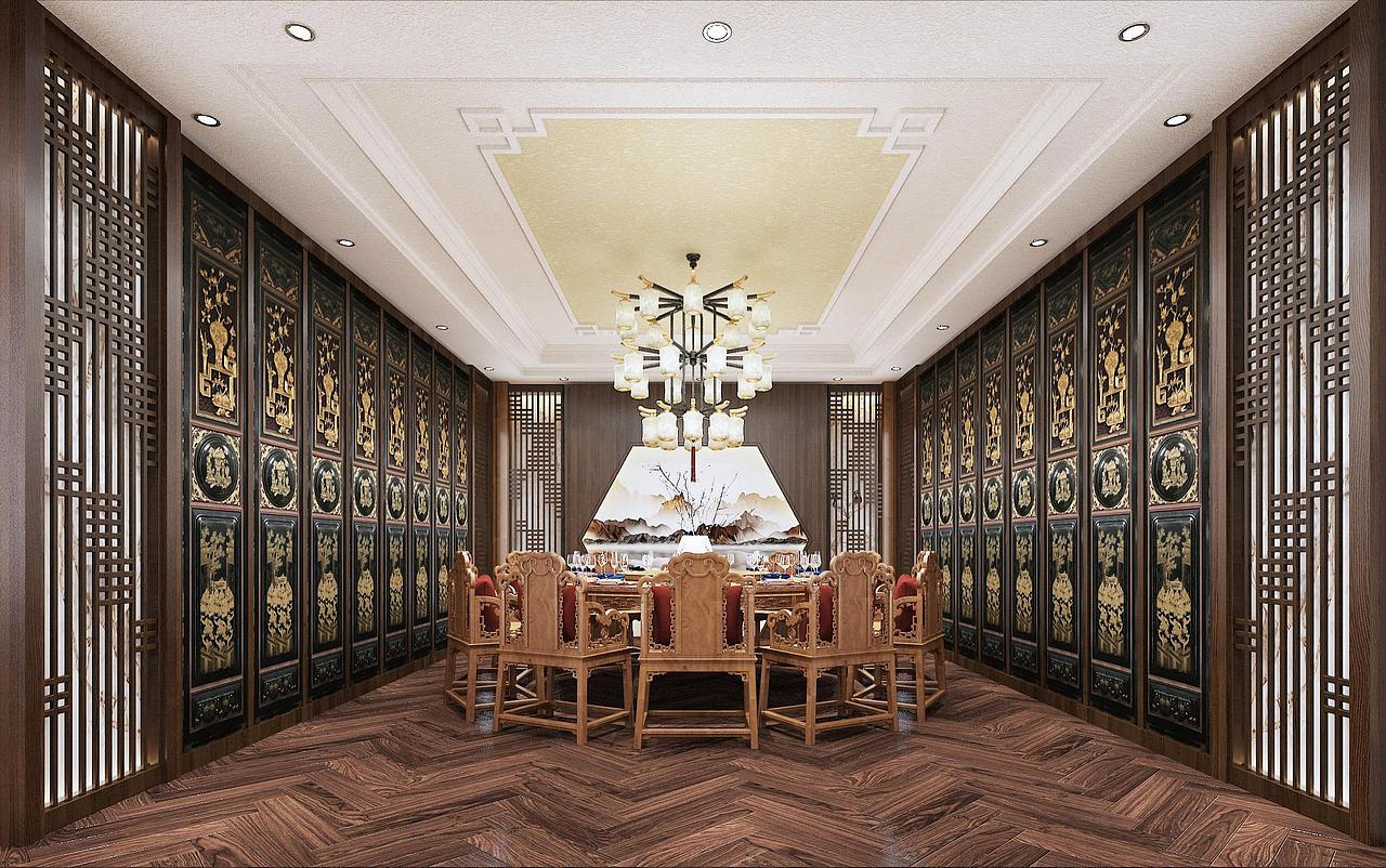 中式风格私人会所（青岛黄岛会所设计）（图ZMzQyNTk5NTQw） - 商业空间设计 - 站酷设计师老张用心设计原创素材 - 站酷ZCOOL