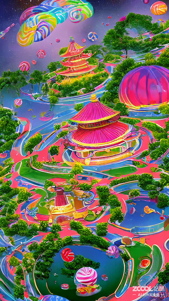 #AI创作实验室#中国风泡泡糖果岛