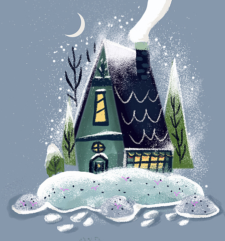 冬天下雪场景插画