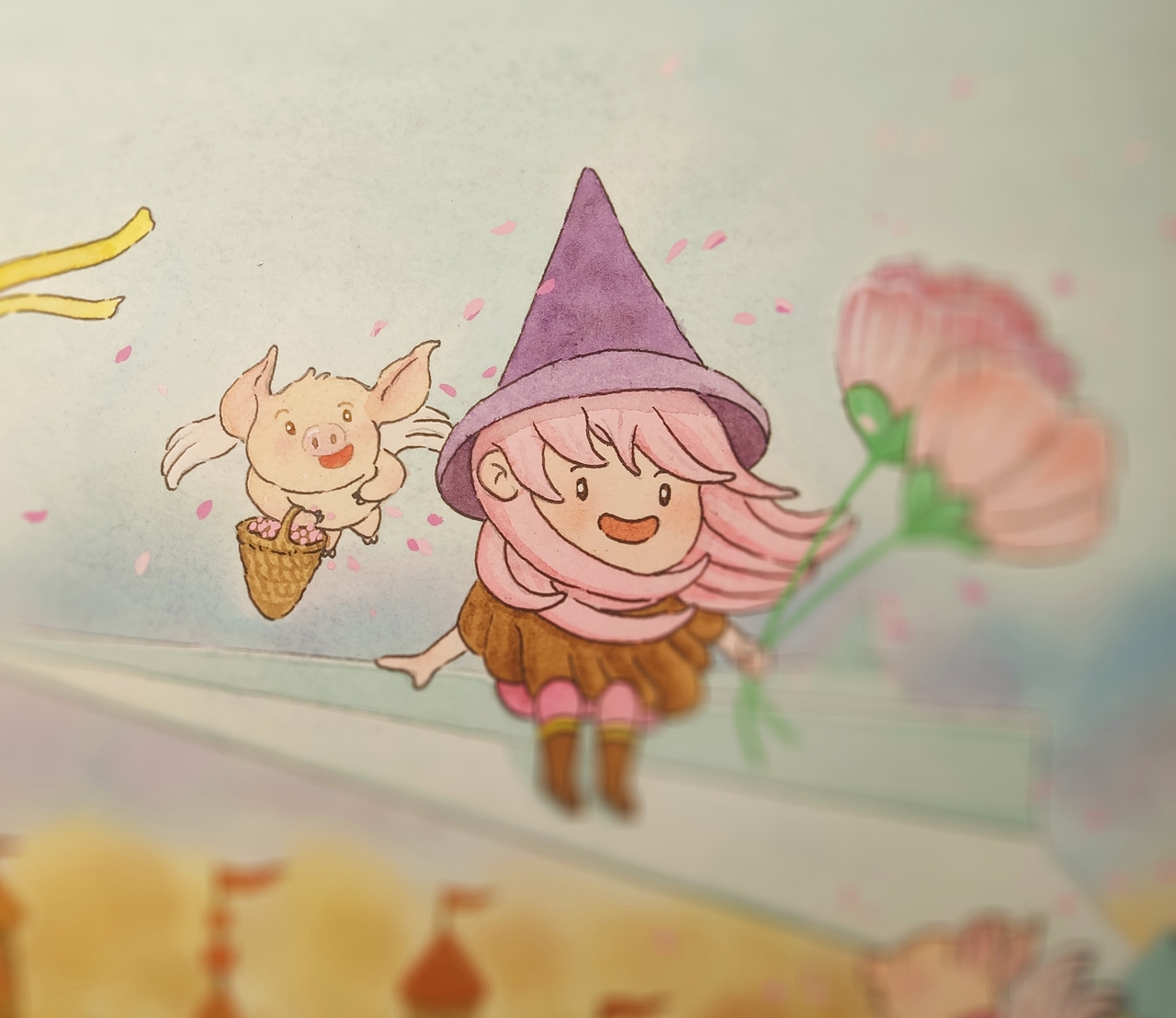 城堡上空的小天使（图ZMzQxMjE3NzA0） - 儿童插画 - 站酷设计师走神大佬原创素材 - 站酷ZCOOL