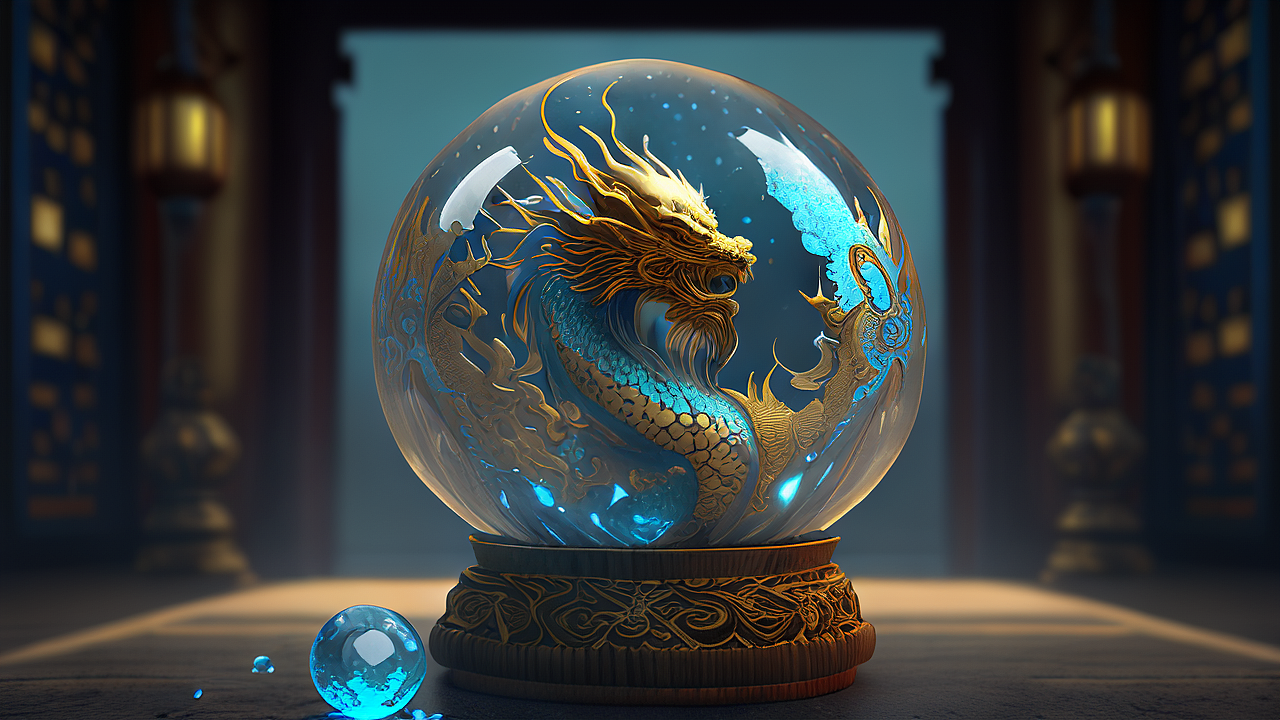 国潮中国风水晶球 共工 神龙 麒麟 玄武神兽 渲染绘画（图ZMzM3NDE0NTM2） - 绘画 - 站酷设计师茶与小笼包原创素材 - 站酷ZCOOL