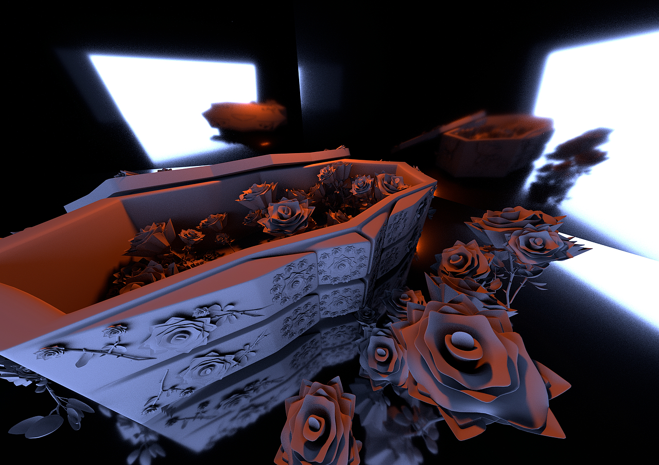 玫瑰花和棺材（白模）