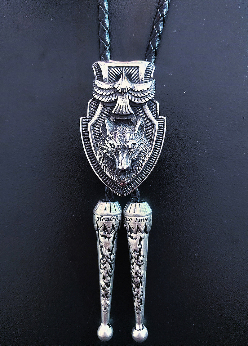 印第安老鹰狼头石矛波洛领带个性盾牌男士百搭bolo tie