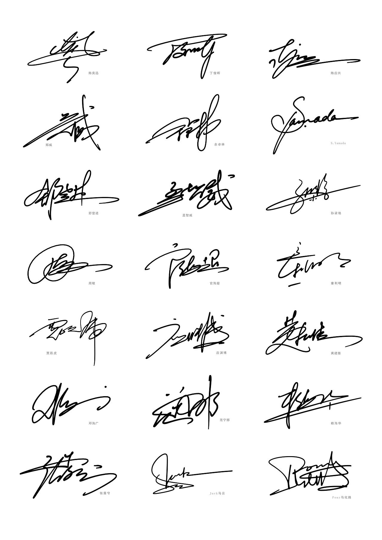 几百个签名设计案例丨看看有没有你的姓的签名写法呢?