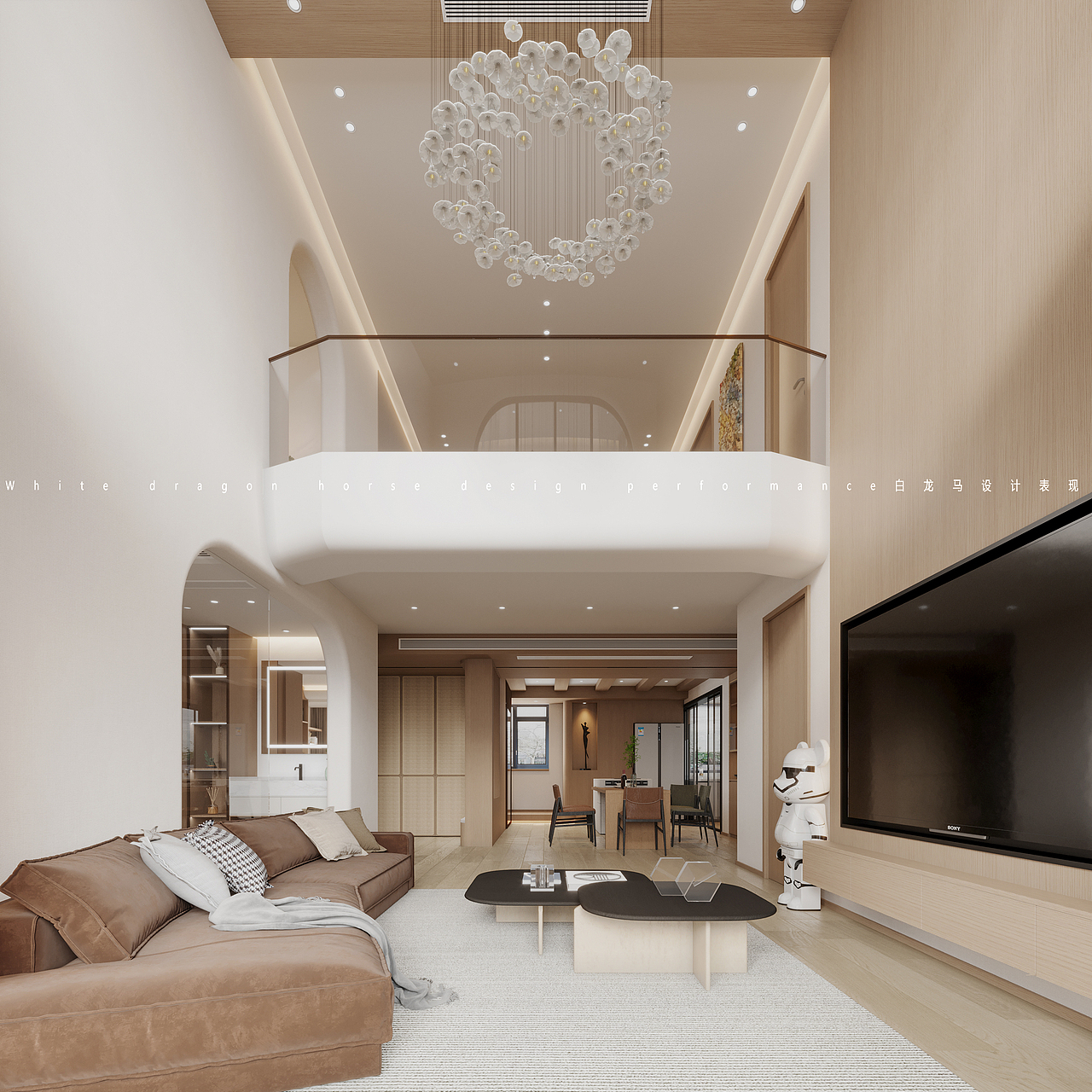 现代挑空别墅——白龙马效果图