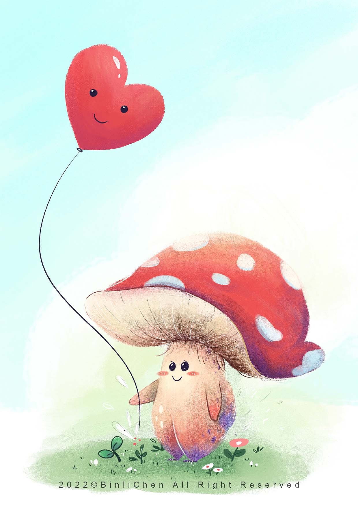 呆萌小蘑菇（图ZMjk4Njc1ODY4） - 儿童插画 - 站酷设计师BinliChen原创素材 - 站酷ZCOOL