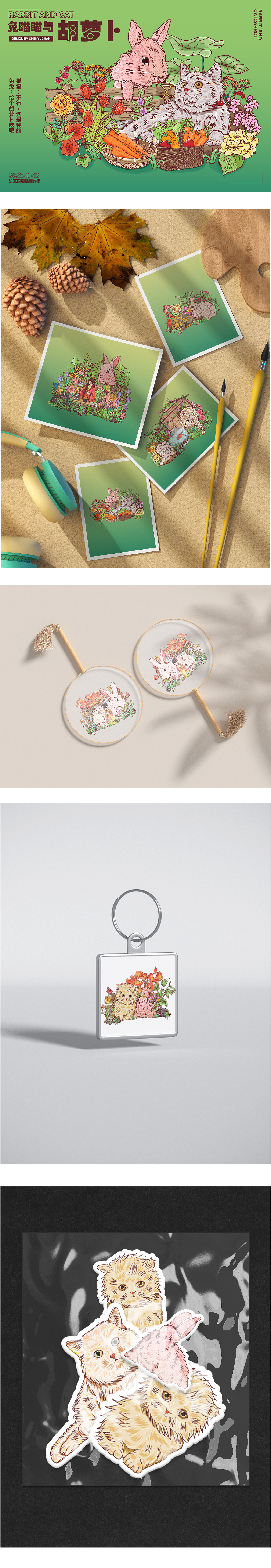 兔了个图,猫了个瞄系列插画