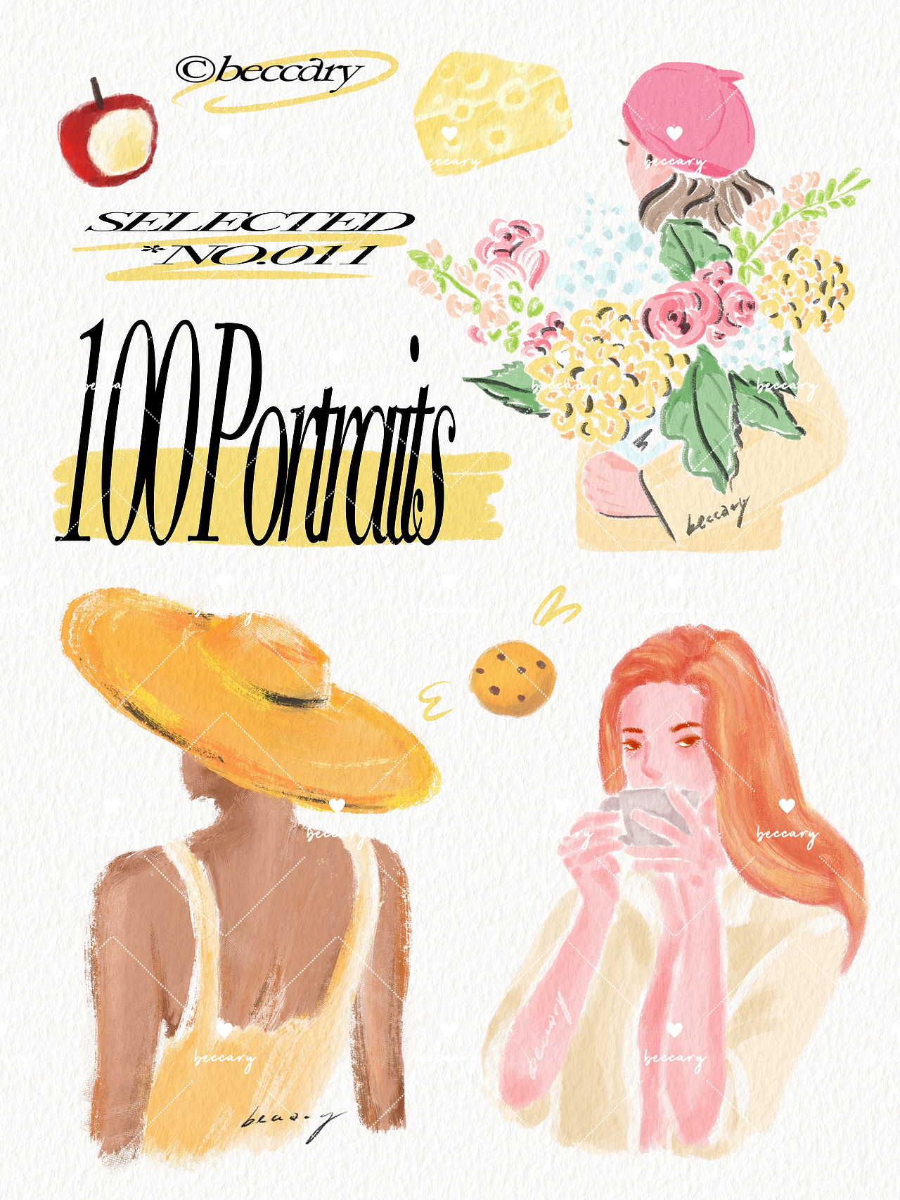 ｛100 Portraits｝100张女孩肖像插画（图ZMzQ0MjU5Njky） - 艺术插画 - 站酷设计师beccary原创素材 - 站酷ZCOOL