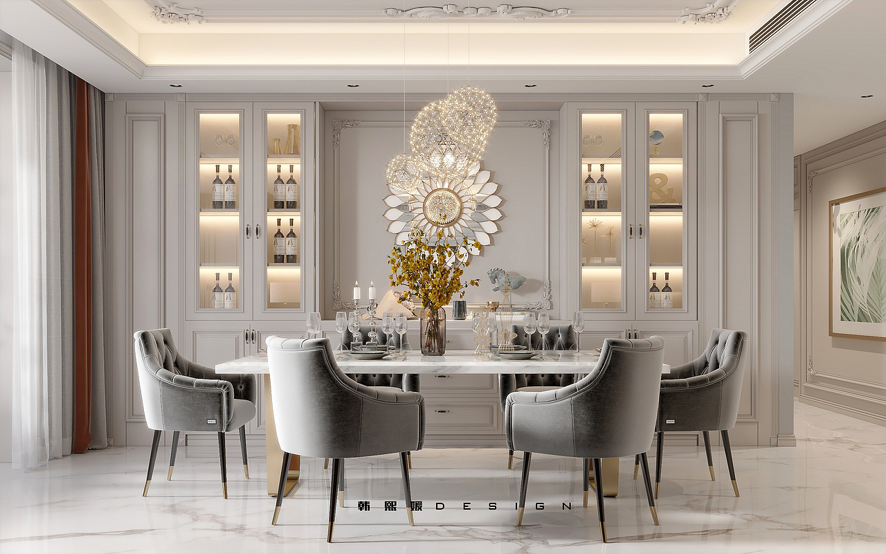 美式轻奢客厅餐厅