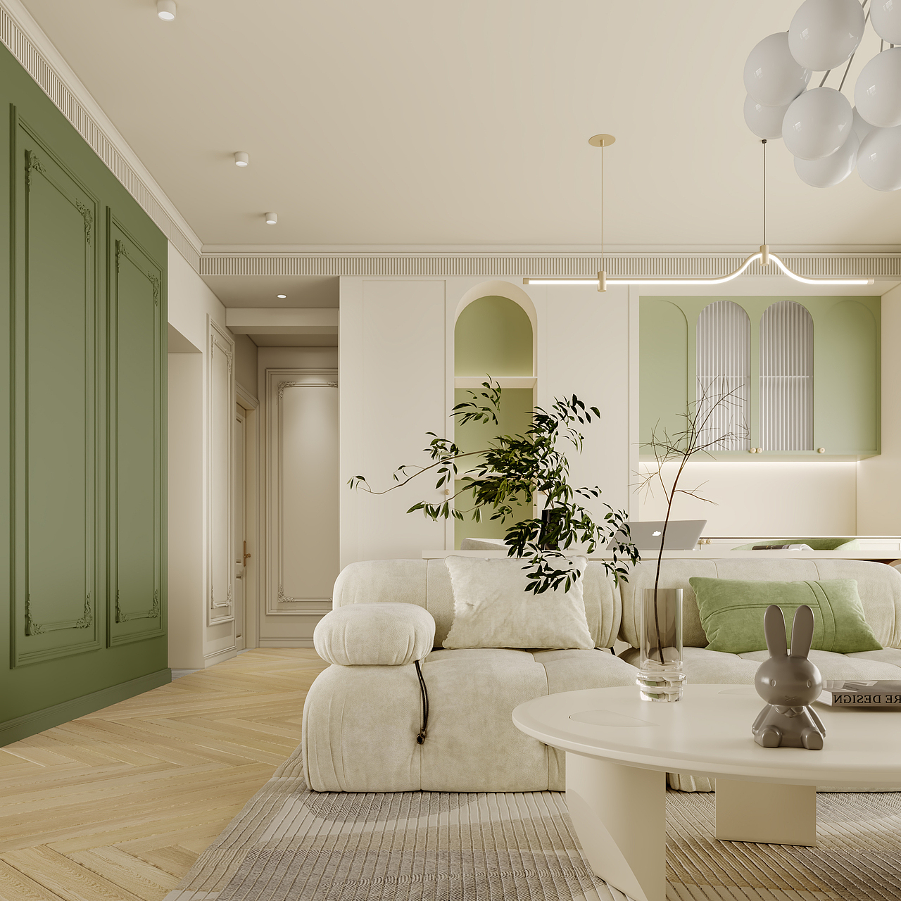 墙壁上也并不空寂,壁画和装饰的花瓶都使它增色不少