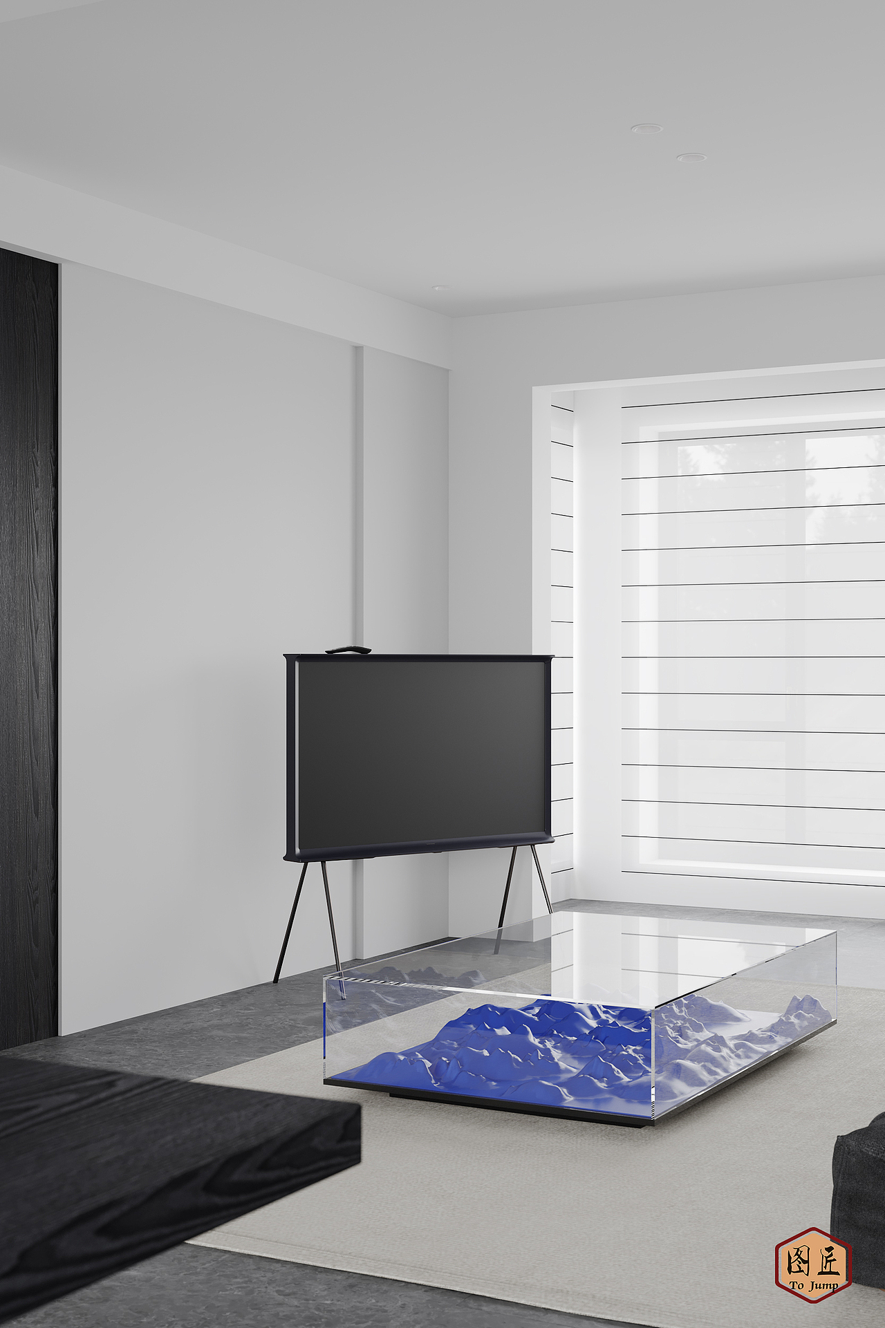 现代极简 黑白灰 客餐厅 写实渲染（图ZMzMwMzcxNTY0） - 家装设计 - 站酷设计师图匠美学表现原创素材 - 站酷ZCOOL