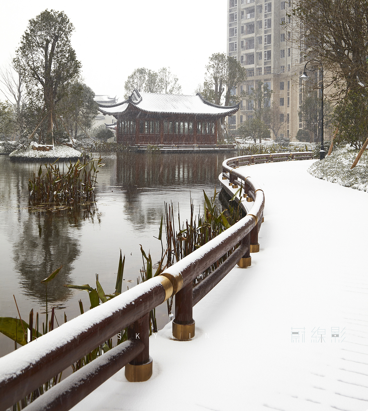 园林拍摄|建筑地产商业摄影|美成仙境的长沙星河湾雪景