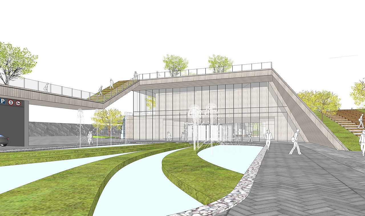 下沉广场景观SU模型下载