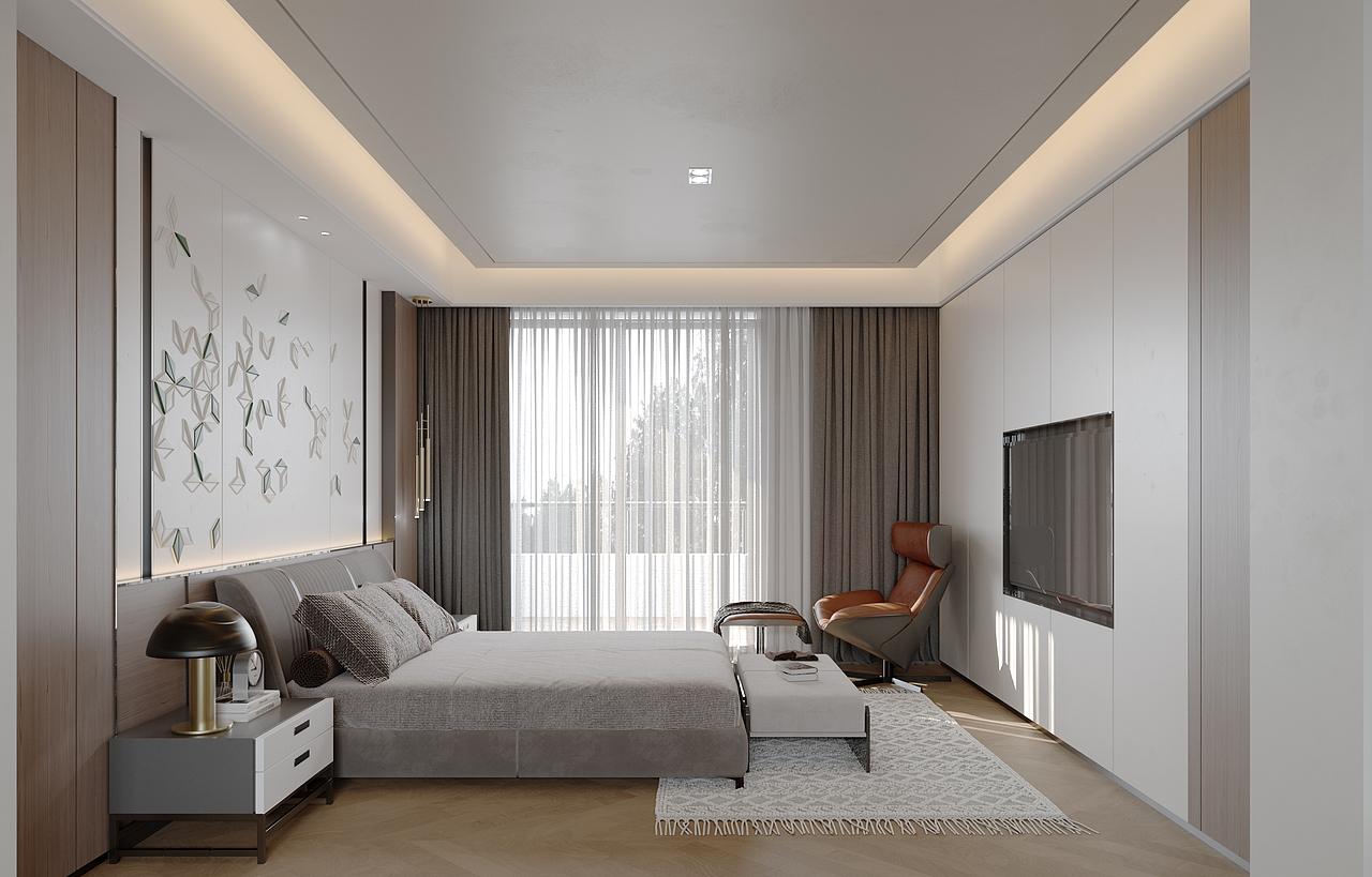 朴素的轻奢卧室书房大平层