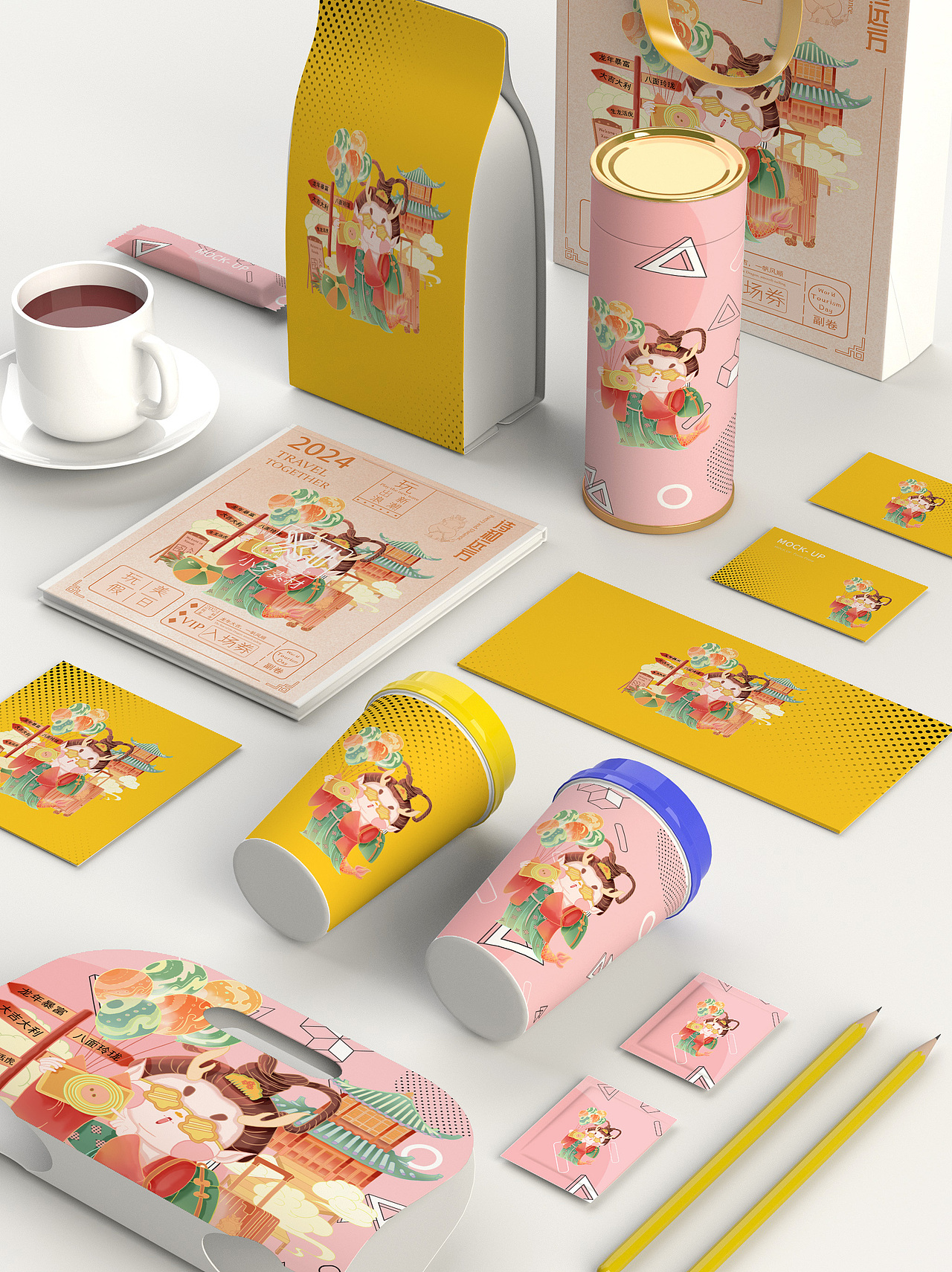 国潮包装系列插画 唐朝仕女龙咕咕品牌IP文创设计（图ZMzQzNjU4ODg4） - 商业插画 - 站酷设计师政小鹤原创素材 - 站酷ZCOOL