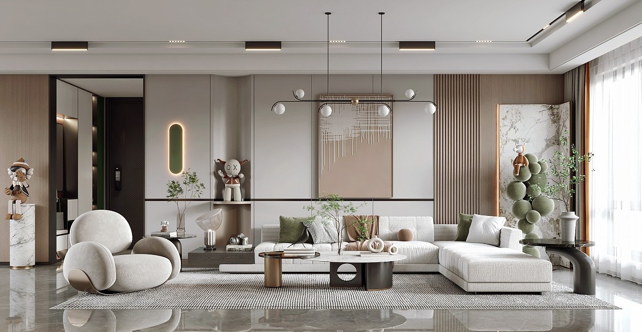 现代风格客餐厅（图ZMzI2NzgzNDYw） - 商业空间设计 - 站酷设计师效果图小芳原创素材 - 站酷ZCOOL