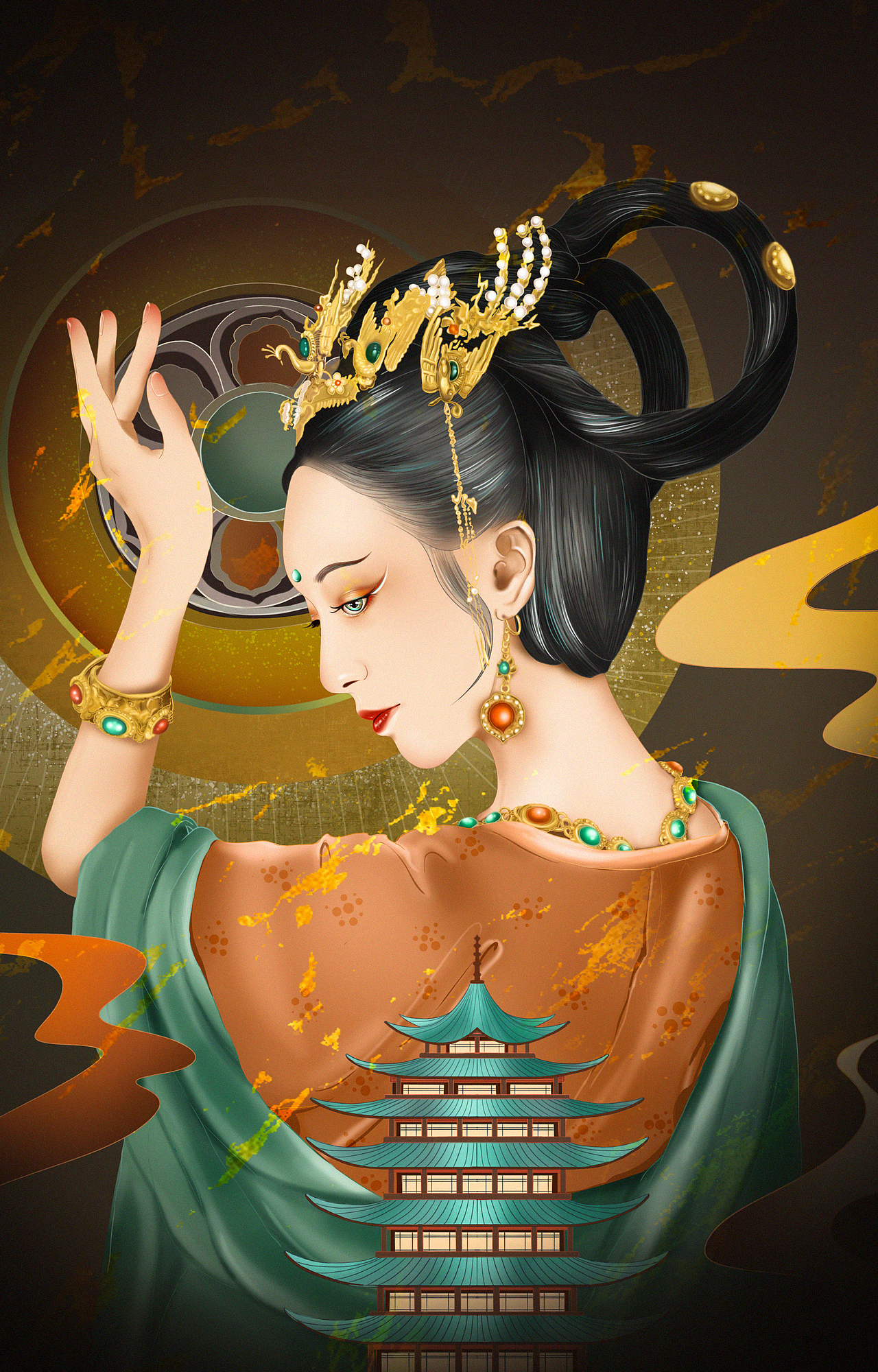 敦煌風(fēng)插畫(huà)（圖ZMzQyMTgzMzY4） - 創(chuàng)作習(xí)作 - 站酷設(shè)計(jì)師文研文原創(chuàng)素材 - 站酷ZCOOL