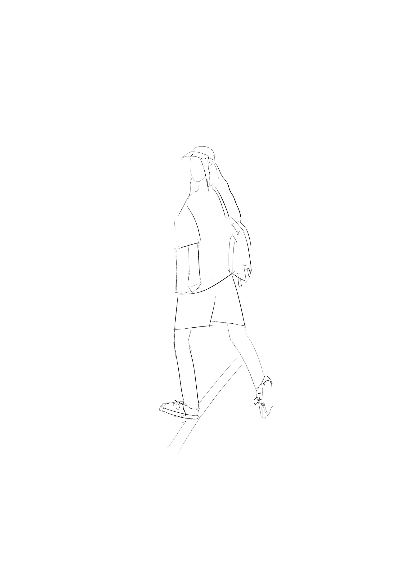 扁平插画线稿人物练习