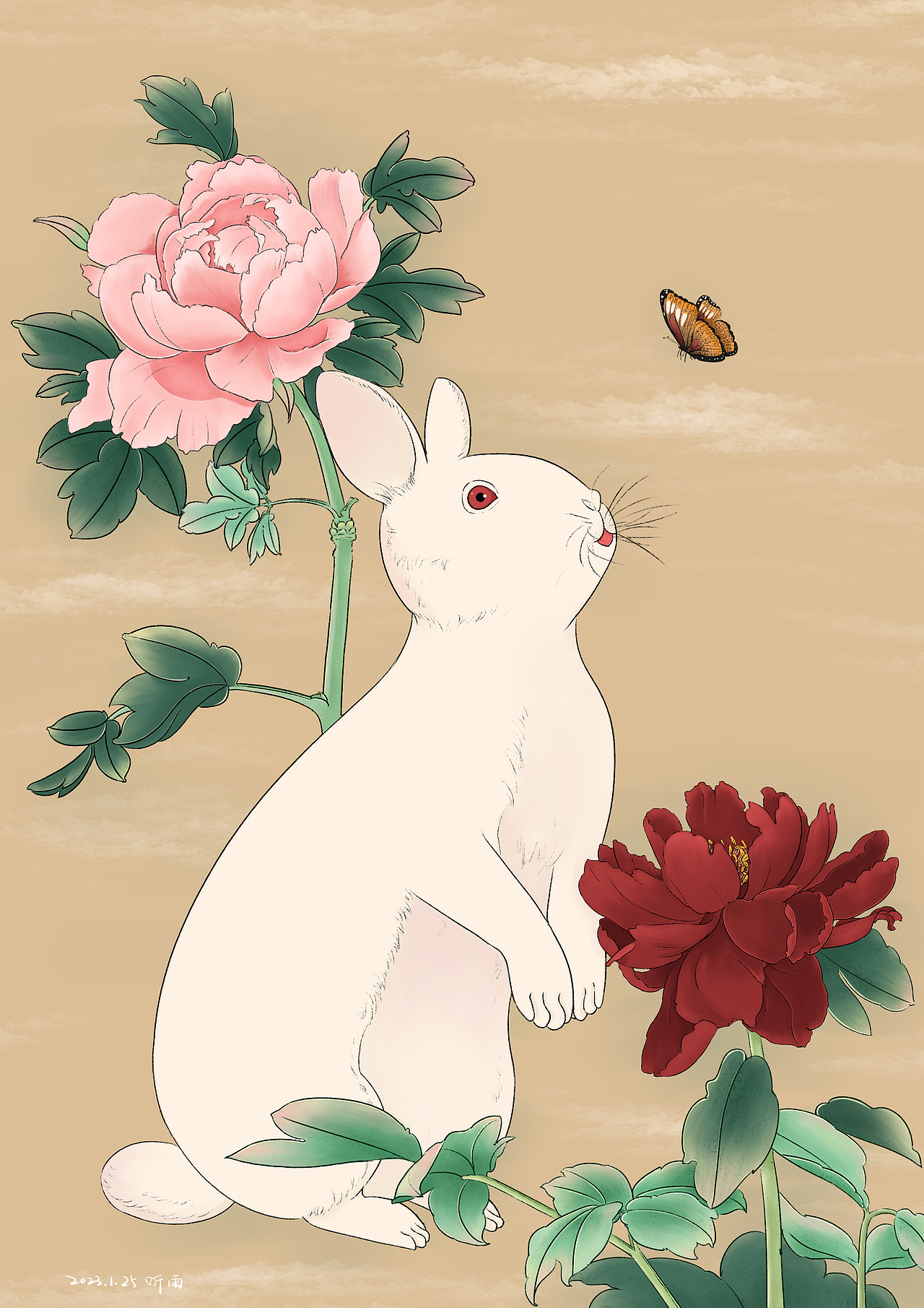 兔年X牡丹花贺年图