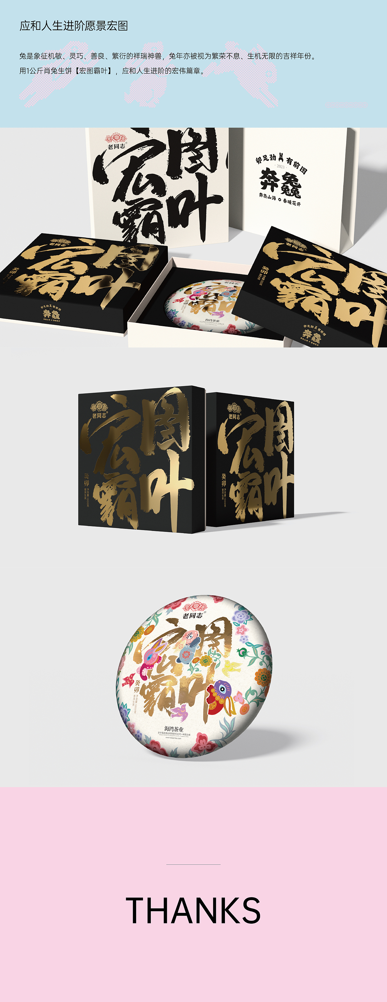 海湾茶业2023兔年生肖普洱茶包装设计