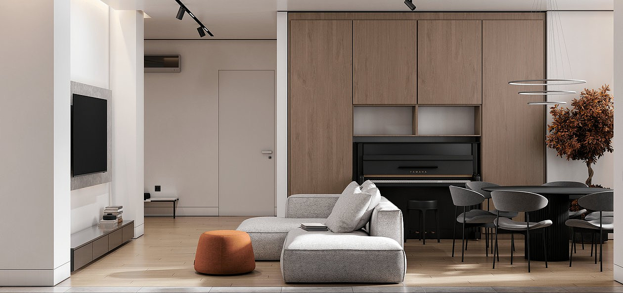 原木+高级灰 打造出舒适有质感的住宅