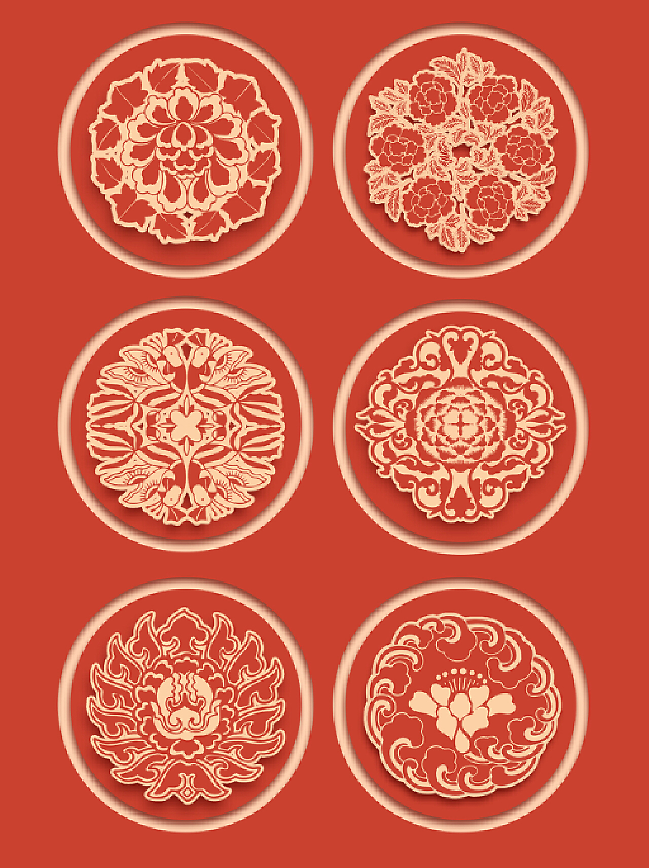 红色中国风花纹圆圈图片素材免费下载 - 觅知网