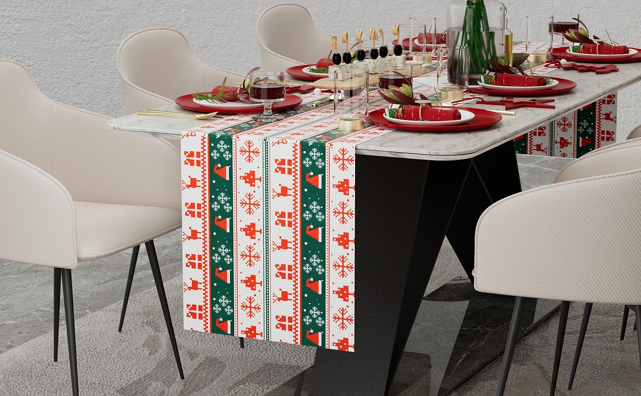 圣诞节餐桌桌旗渲染（图ZMzI2NDA0MTI4） - 产品 - 站酷设计师喜庆C4DAi原创素材 - 站酷ZCOOL