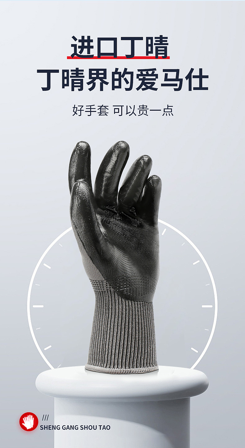 丁晴劳保手套 电商 全合成 白底图