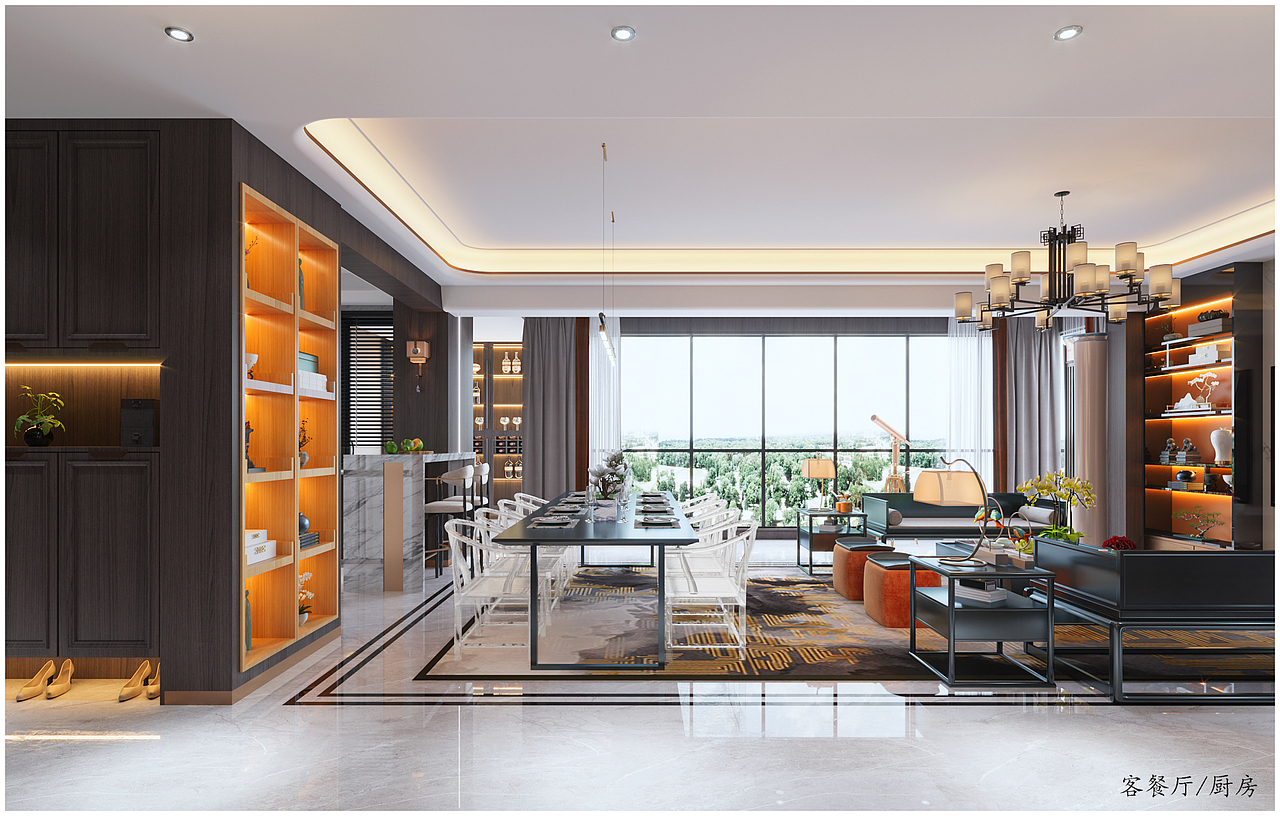 168㎡新中式风格样板间设计（图ZMzYyNzY1Njg4） - 家装设计 - 站酷设计师设计者一王小王原创素材 - 站酷ZCOOL