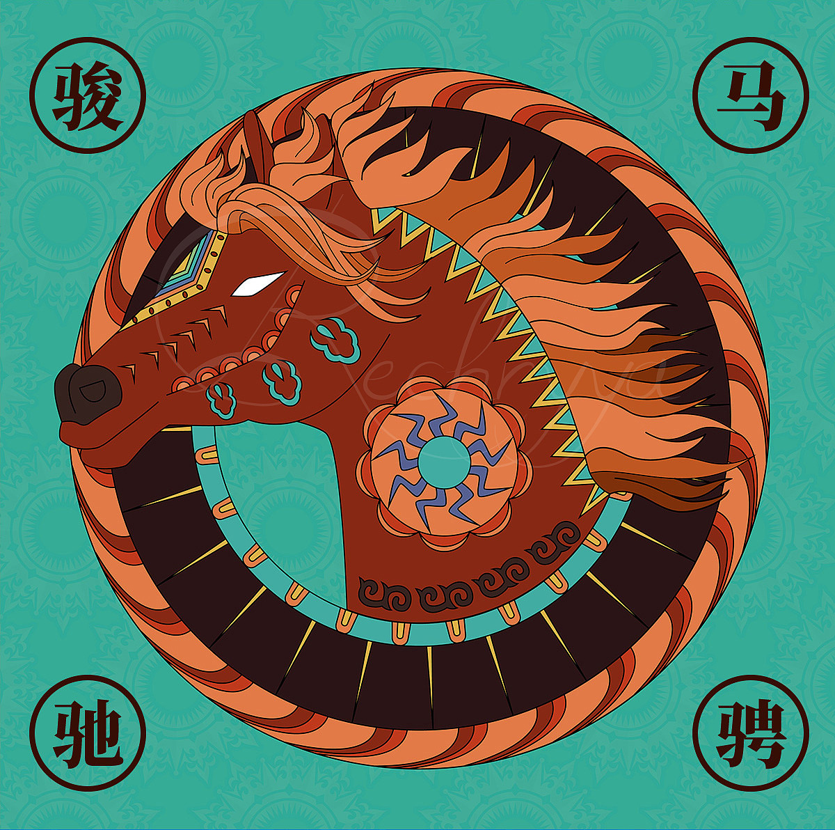 国风十二生肖合集（下）（图ZMzI3ODU0NjQw） - 新锐潮流插画 - 站酷设计师Rechryya原创素材 - 站酷ZCOOL
