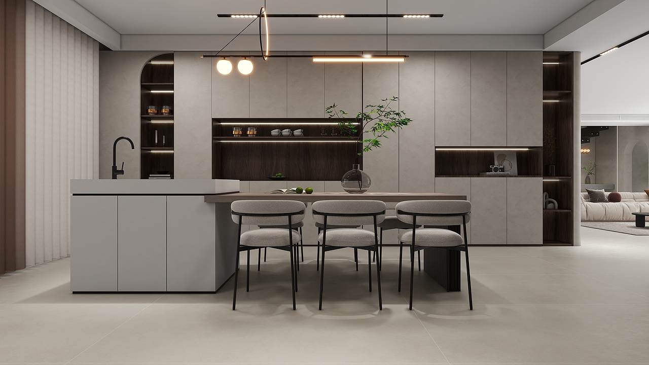 3D空间漫游视频-极简奶油风