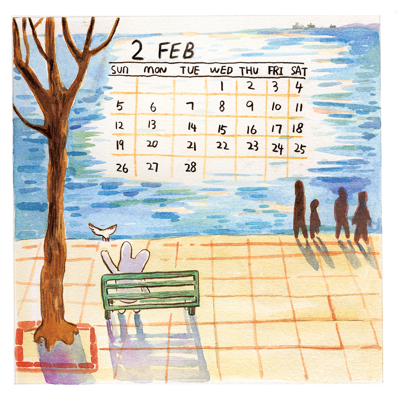 2023年日历｜和小兔子一起好好休息吧。