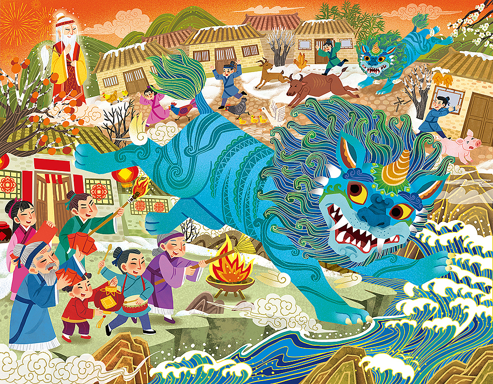传统故事拼图插画第二辑（图ZMzM2NDQ0OTQ4） - 儿童插画 - 站酷设计师斯丹在画画原创素材 - 站酷ZCOOL