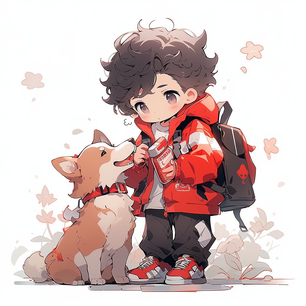 可爱卡通男孩与狗全身插画（图ZMzU3ODA2Mzgw） - 商业插画 - 站酷设计师荷逸原创素材 - 站酷ZCOOL