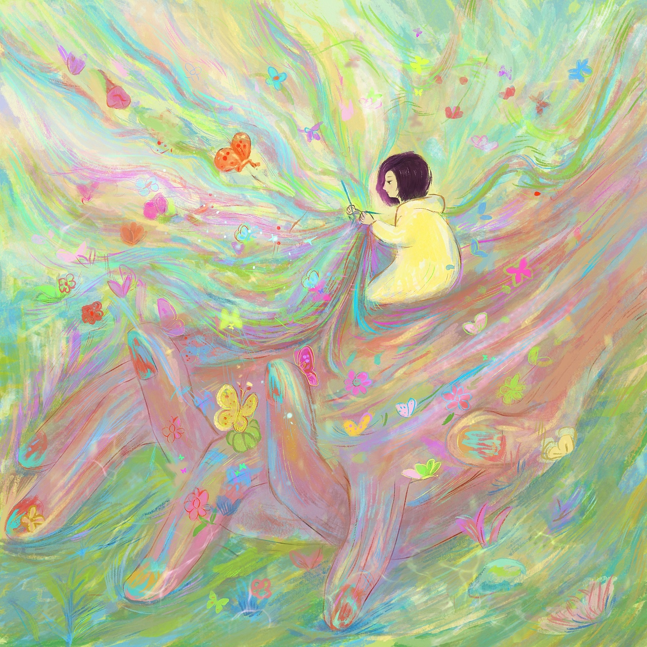 《蝴蝶与女孩》（图ZMzIxMzQ1ODI0） - 绘本 - 站酷设计师没烧开的水原创素材 - 站酷ZCOOL