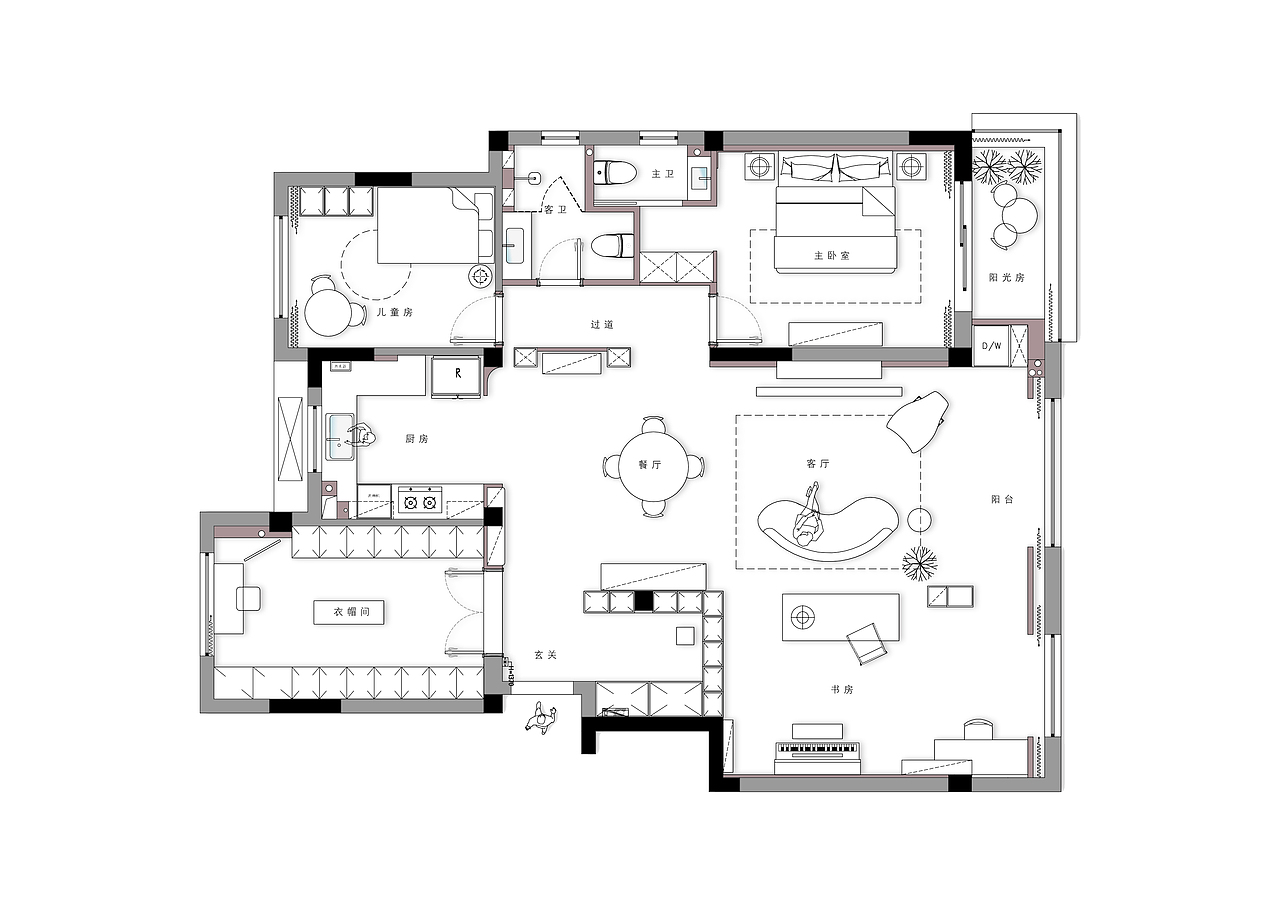 留白·实景｜钢琴老师理想中的轻法式，处处都是小心机（图ZMzE1MDk5NTYw） - 家装设计 - 站酷设计师留白屿下空间建筑原创素材 - 站酷ZCOOL