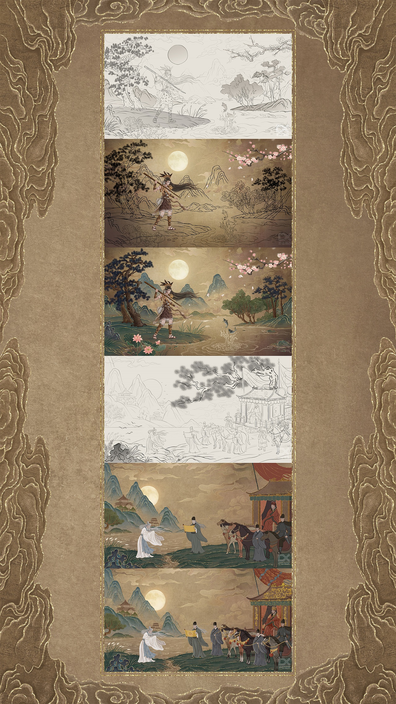 天猫《空钩悟道》渔具宣传插图（图ZMzA4NjY0OTMy） - 商业插画 - 站酷设计师才仙插画原创素材 - 站酷ZCOOL