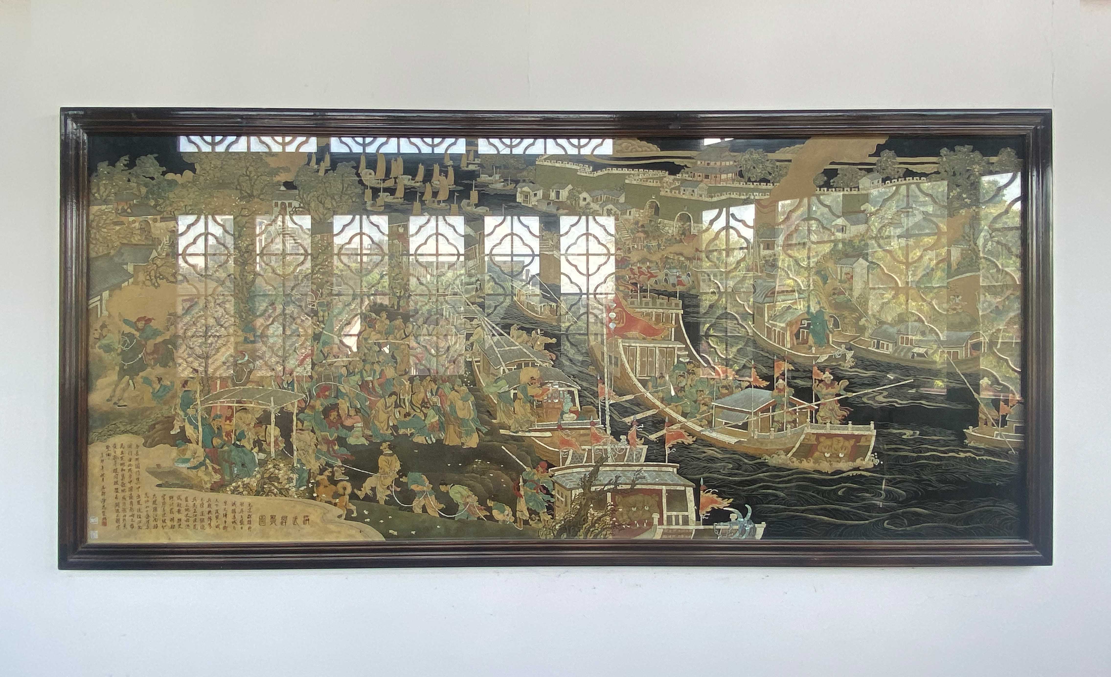 漆画《洪武赶散图》，由画家张天寿和画家李小康联合创作完成。