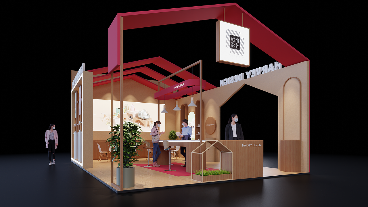 展位设计展厅设计36平展台2207哈维设计工作室帝宁美博会展台1166哈维